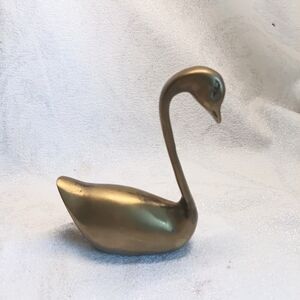 Brass Swan Figurine - Elegant Gold Home Art Accent